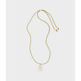 Floating Pearl Necklace Tan Cord