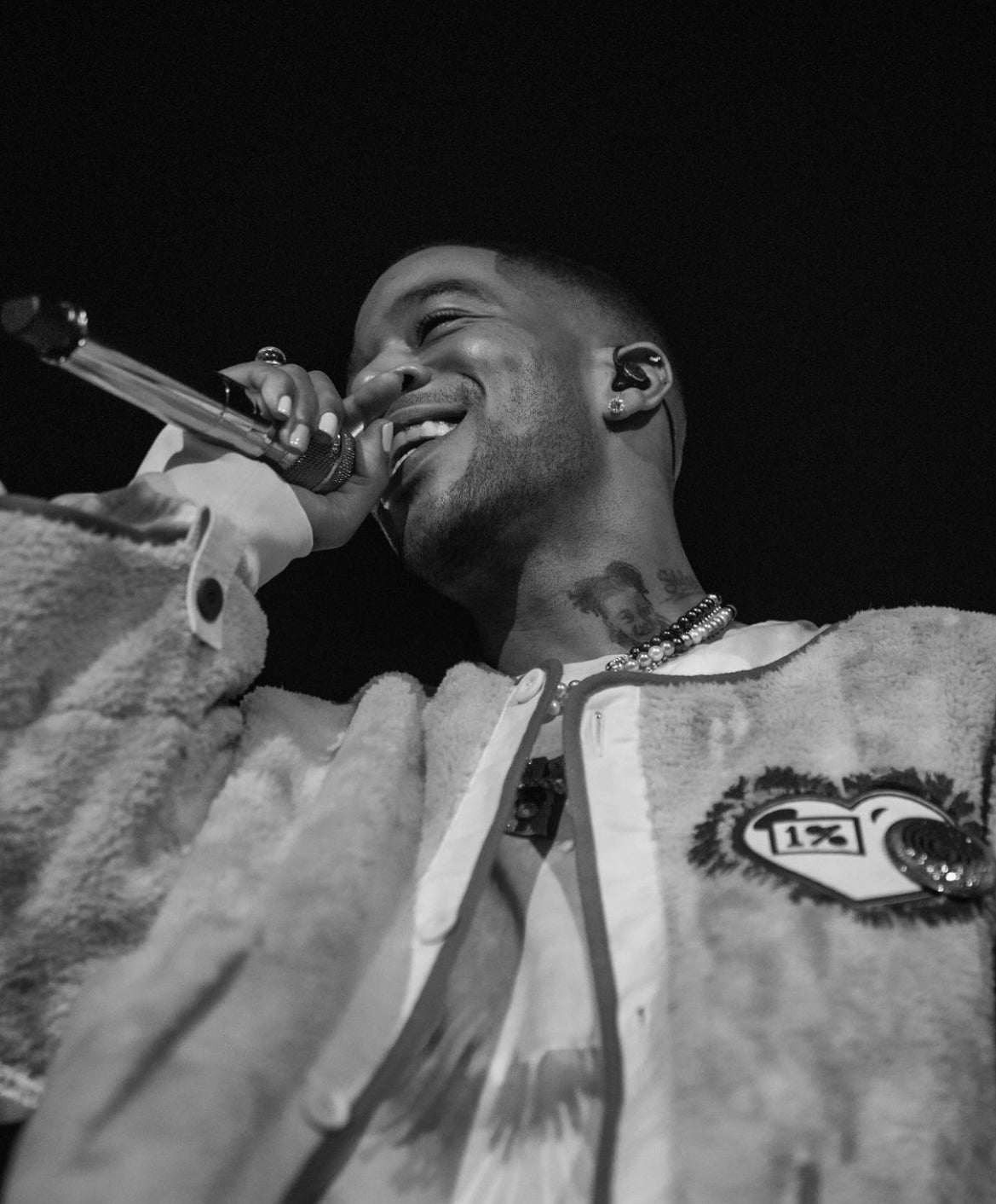 Kid Cudi wearing Multi Color Pearls Silver Necklace Polite Worldwide